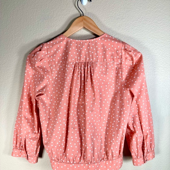 Madewell Wrap Top Peach Star Print - Picture 2 of 5